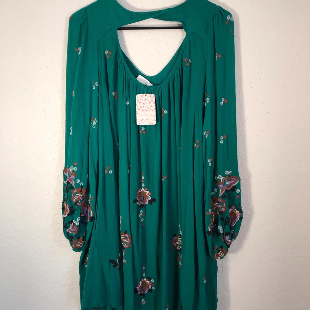 Free People NWT green combo Oxford Swing mini dres - Picture 8 of 8